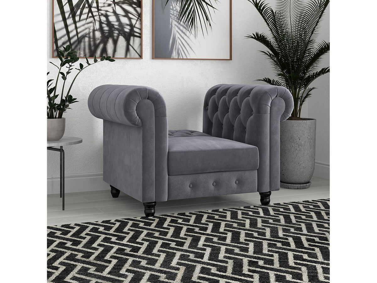 Accoudoirs capitonnés de la méridienne chesterfield FELIX en velours