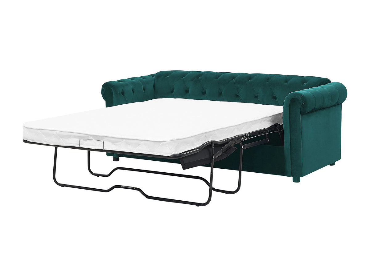 Accoudoirs arrondis du canapé chesterfield FARADAY vert foncé