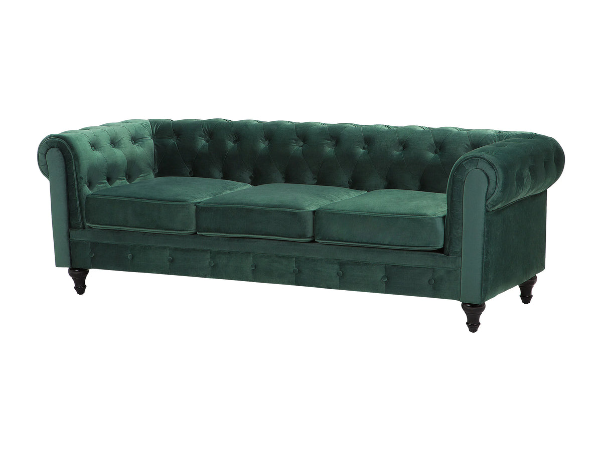 Accoudoirs arrondis du canapé chesterfield PORTLAND vert émeraude