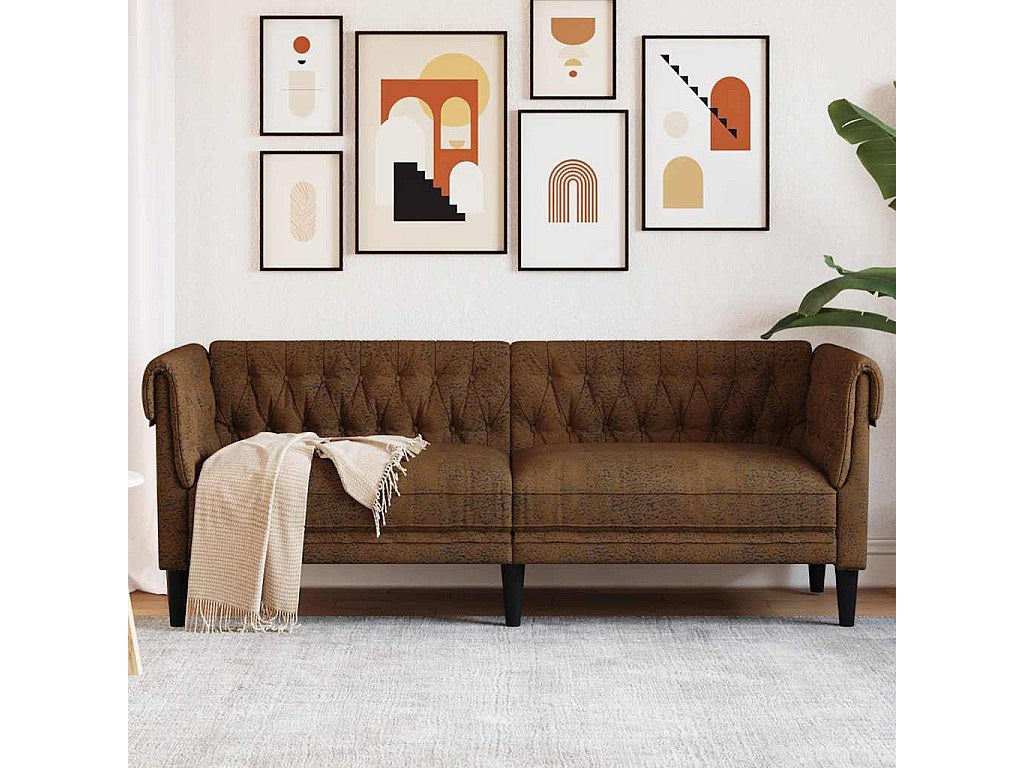 Accoudoirs roulés du canapé chesterfield RALEIGH 3 places marron