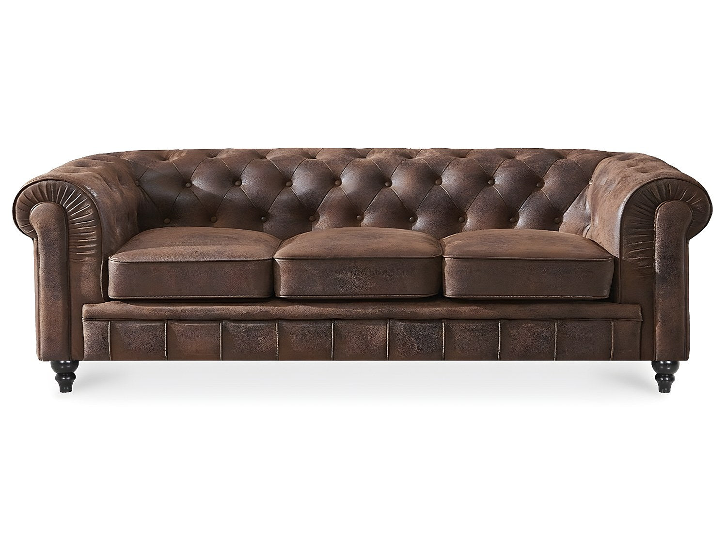 Matelassage en losange du canapé chesterfield vintage EPSOM marron