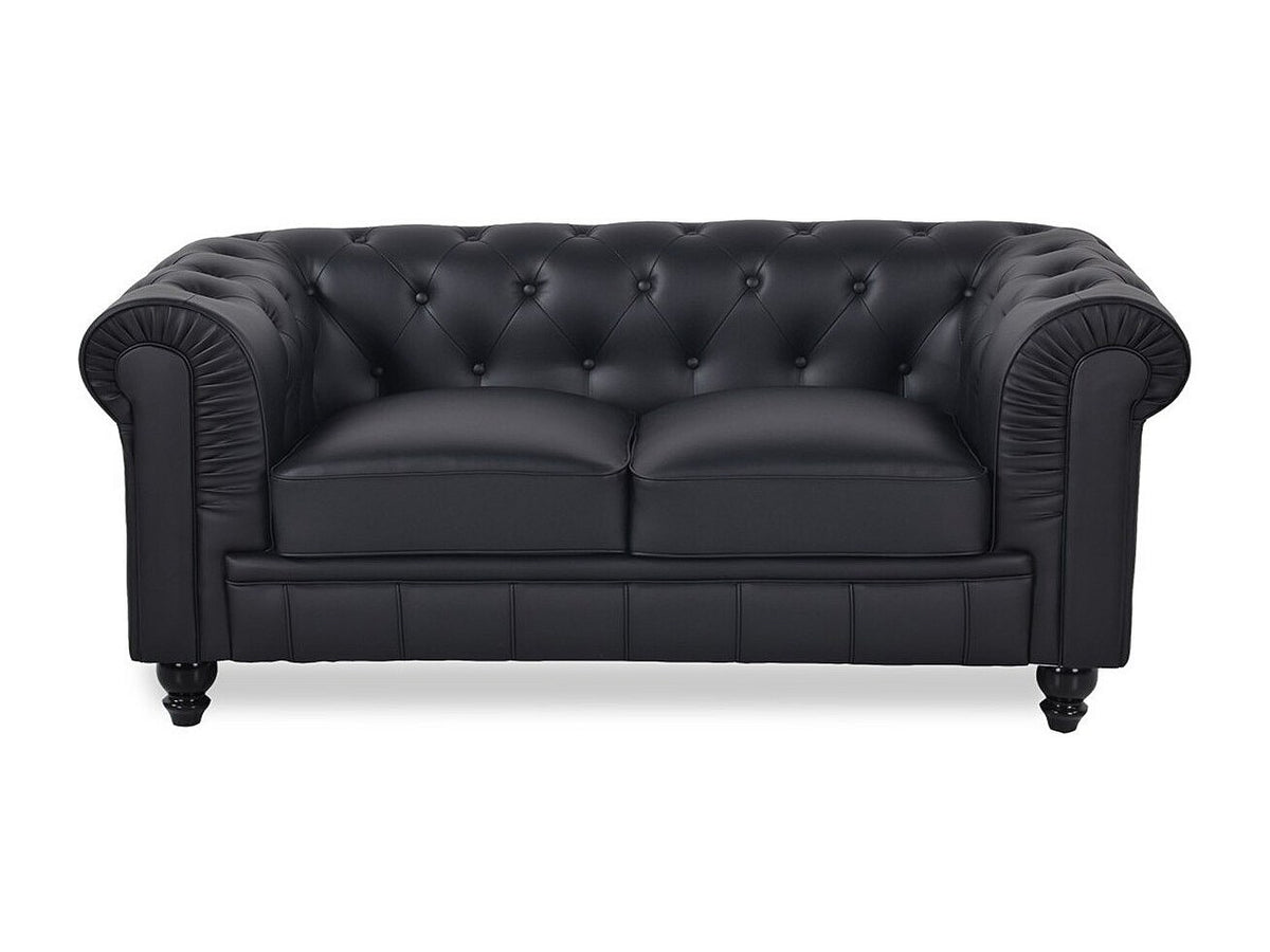 Vue d'ensemble du canapé chesterfield REGENCY 2 places simili noir