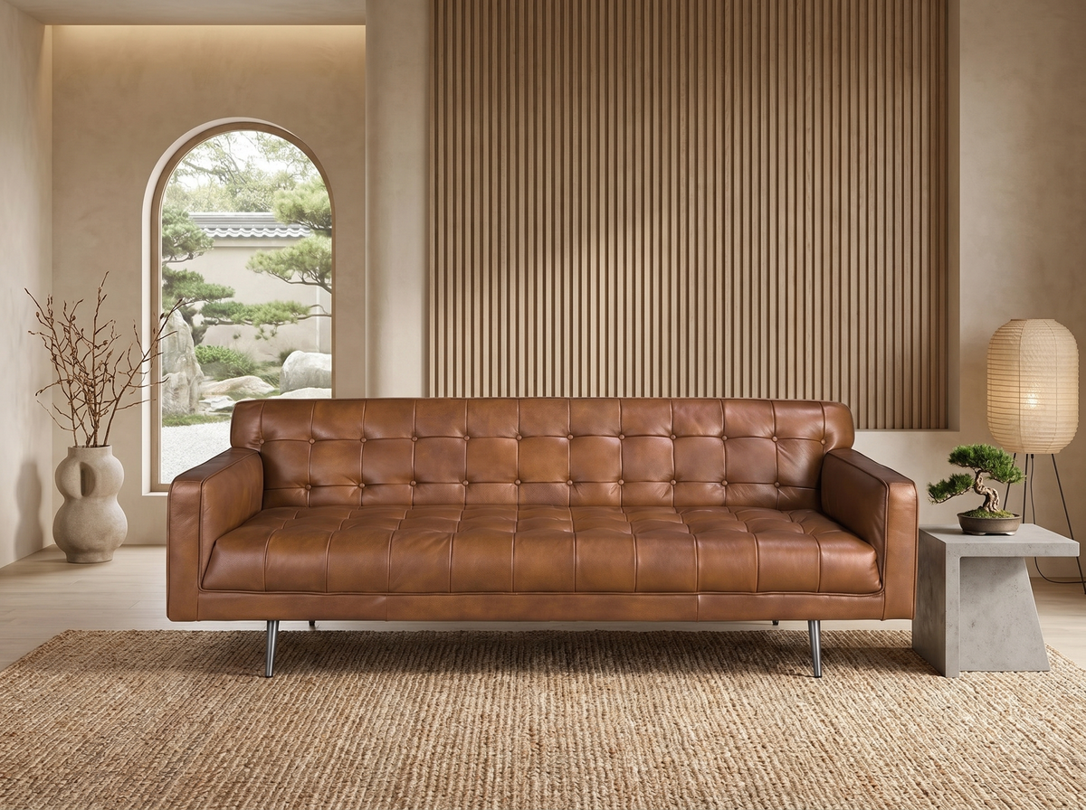 Piètement du canapé chesterfield vintage ANGEL CERDA marron foncé