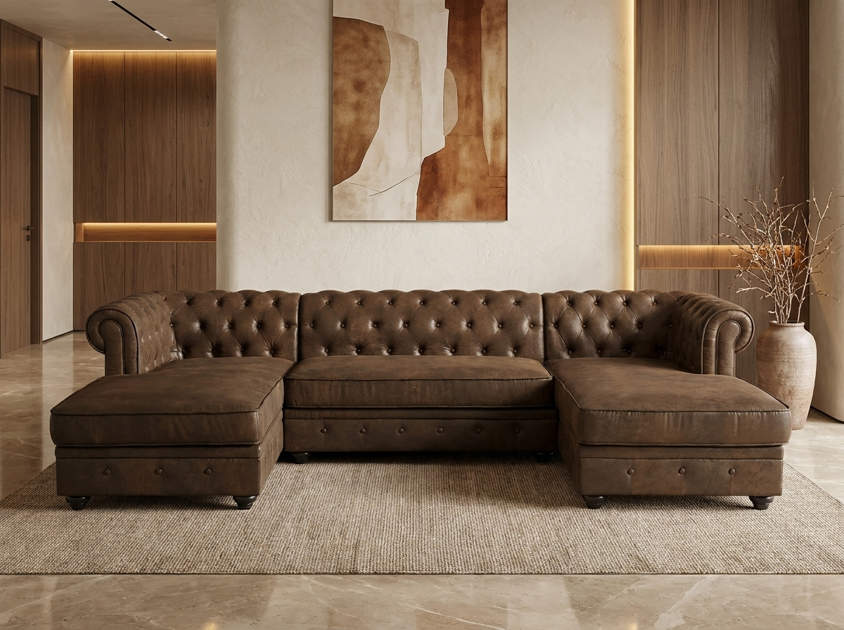 Canapé Chesterfield en U Panoramique
