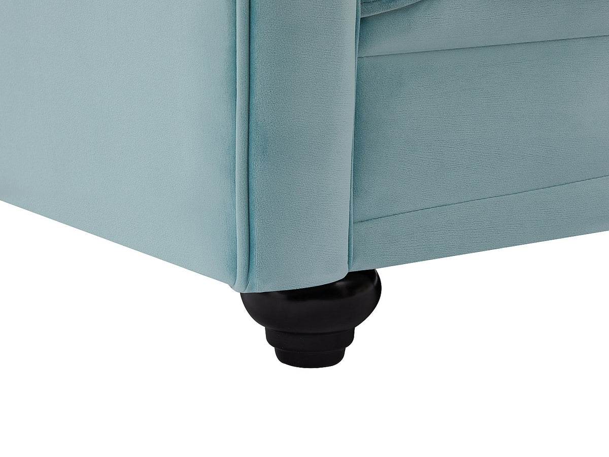 Dossier capitonné du canapé chesterfield ROCHESTER bleu ciel