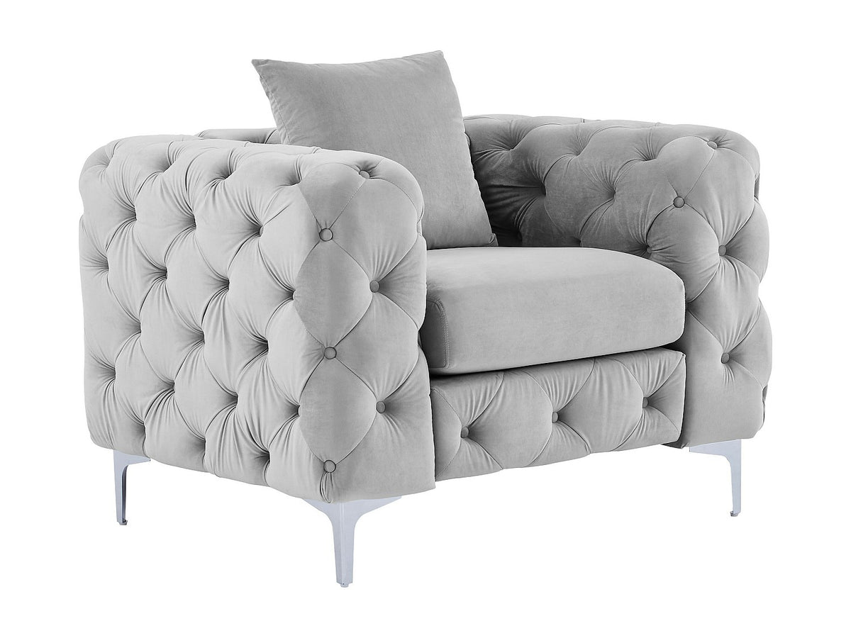 Pieds en métal du fauteuil chesterfield EDWINA gris clair