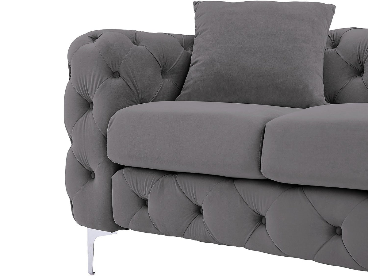 Vue d'ensemble du canapé chesterfield EDWINA 3 places gris anthracite