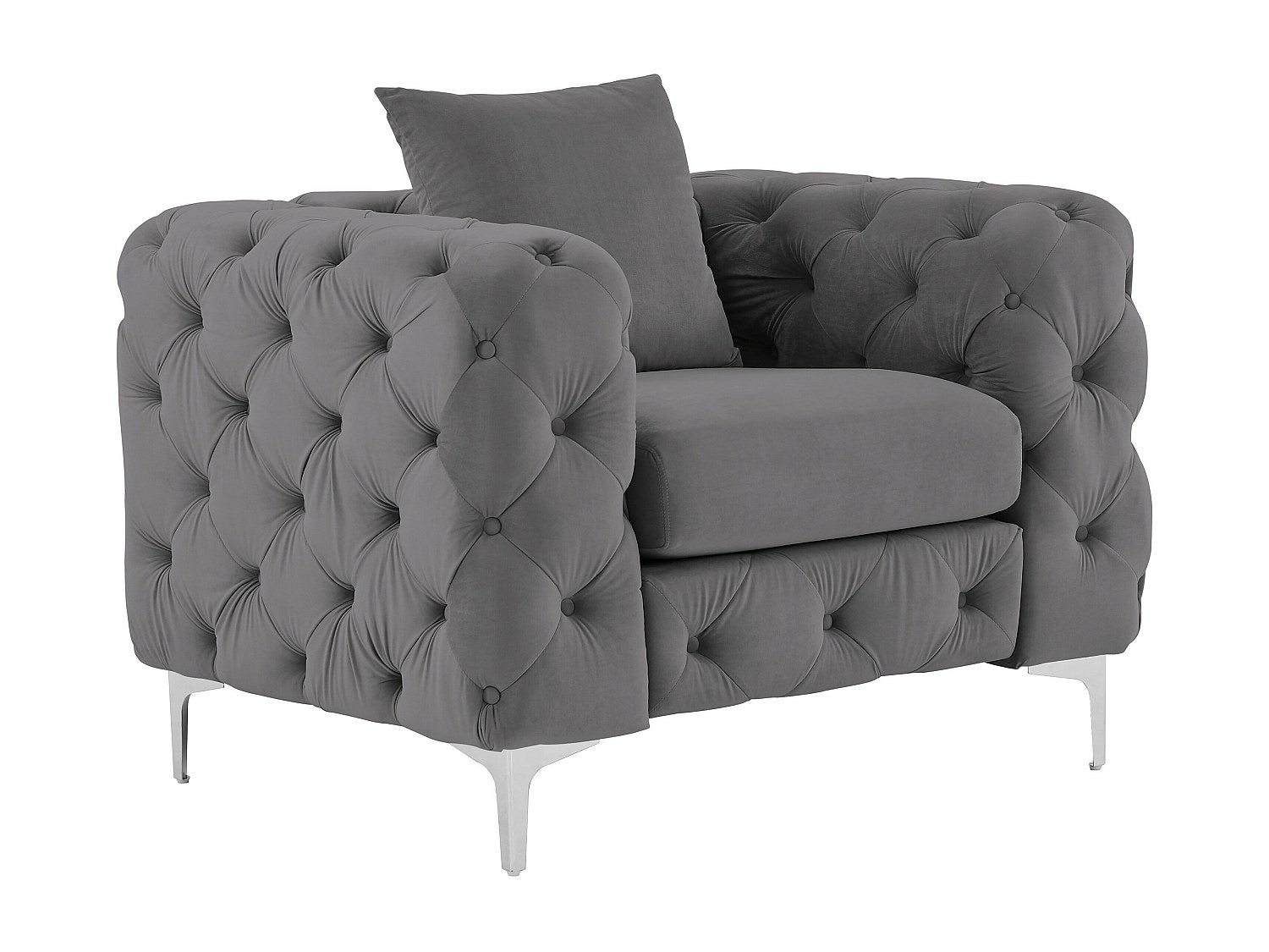 Pieds en métal du fauteuil chesterfield EDWINA velours gris