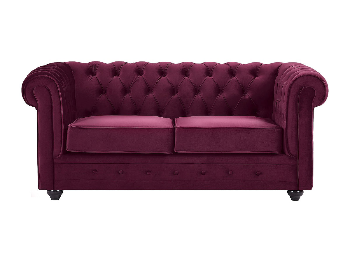 Capitonnage du canapé chesterfield TENNYSON 2 places velours bordeaux