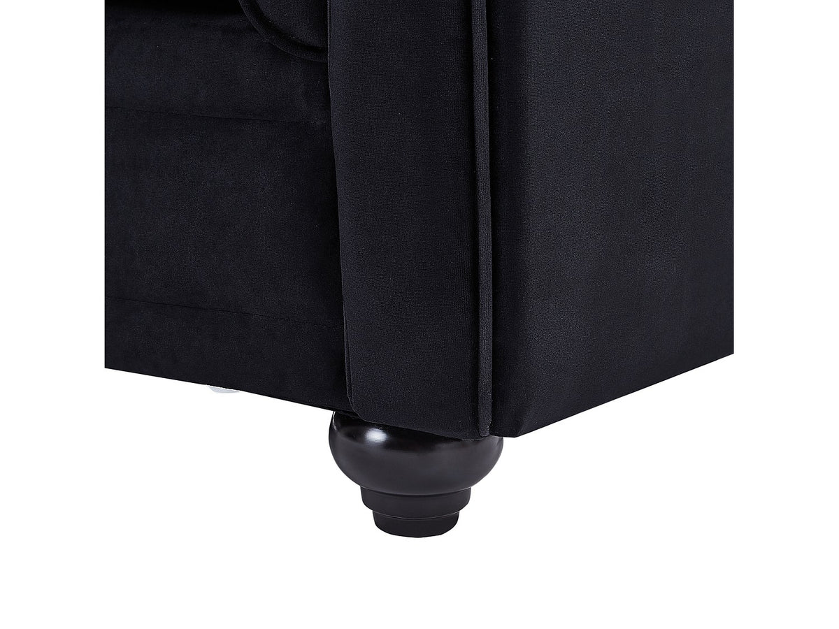 Détail du velours noir du canapé chesterfield CRYSTAL