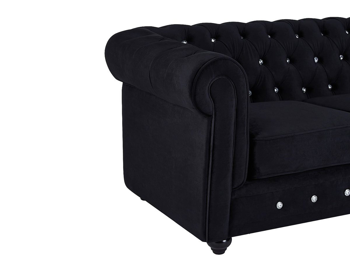 Assise déhoussable du canapé chesterfield CRYSTAL en velours noir