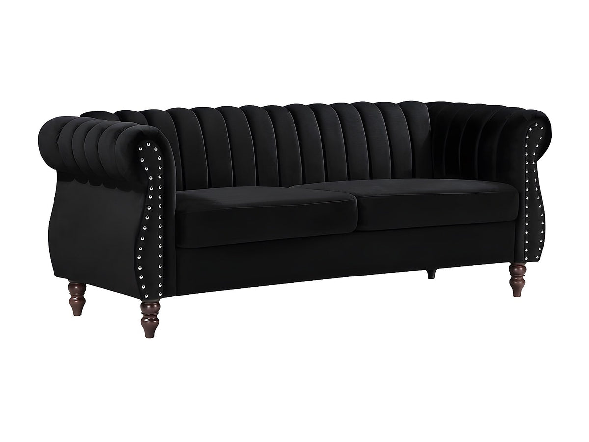 Capitonnage et clous décoratifs du canapé chesterfield TRUMBO noir