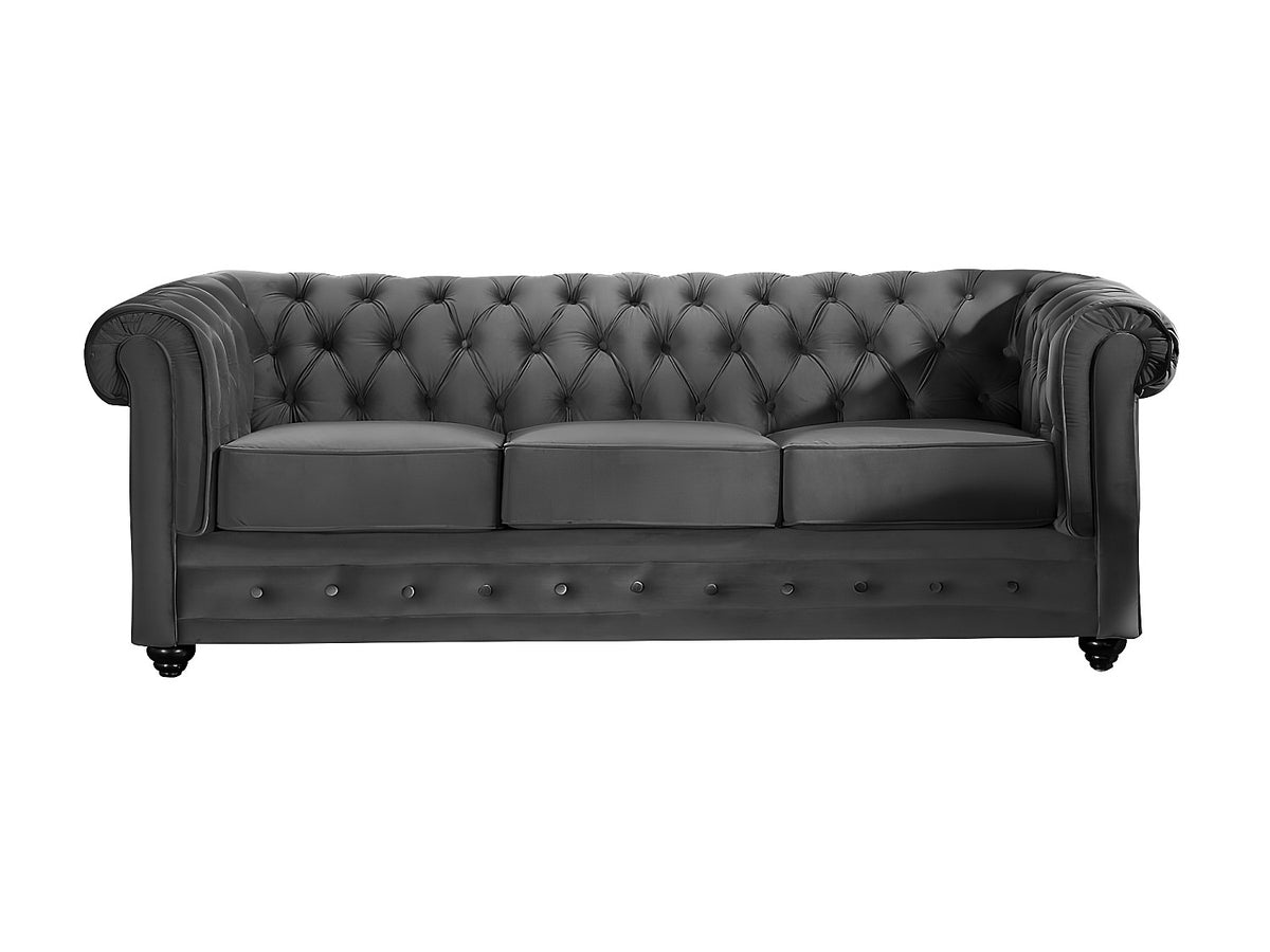Capitonnage du canapé chesterfield GREENWICH 3 places velours anthracite