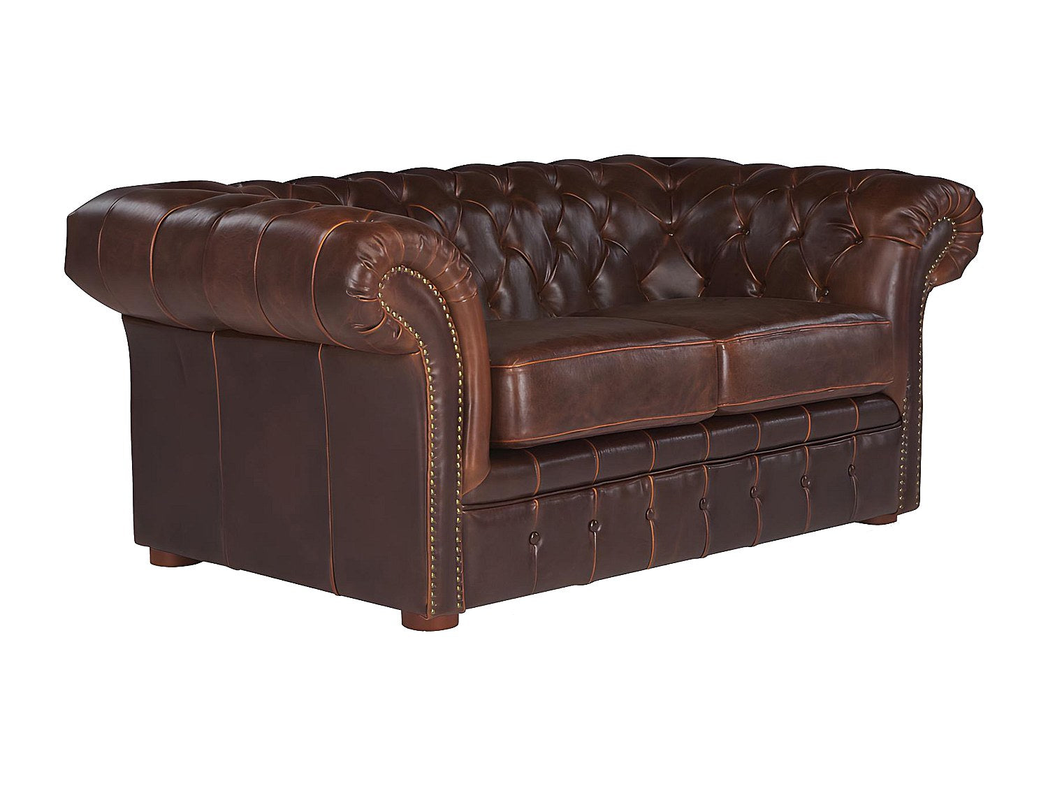 Détail du cuir de vachette vieilli du canapé chesterfield CLOTAIRE