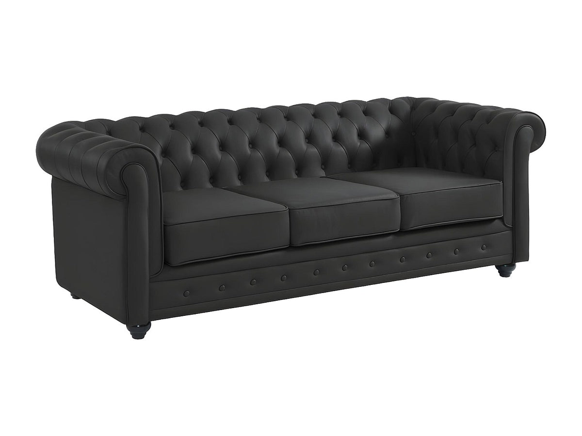Capitonnage du canapé chesterfield BEAUMONT en cuir de buffle noir