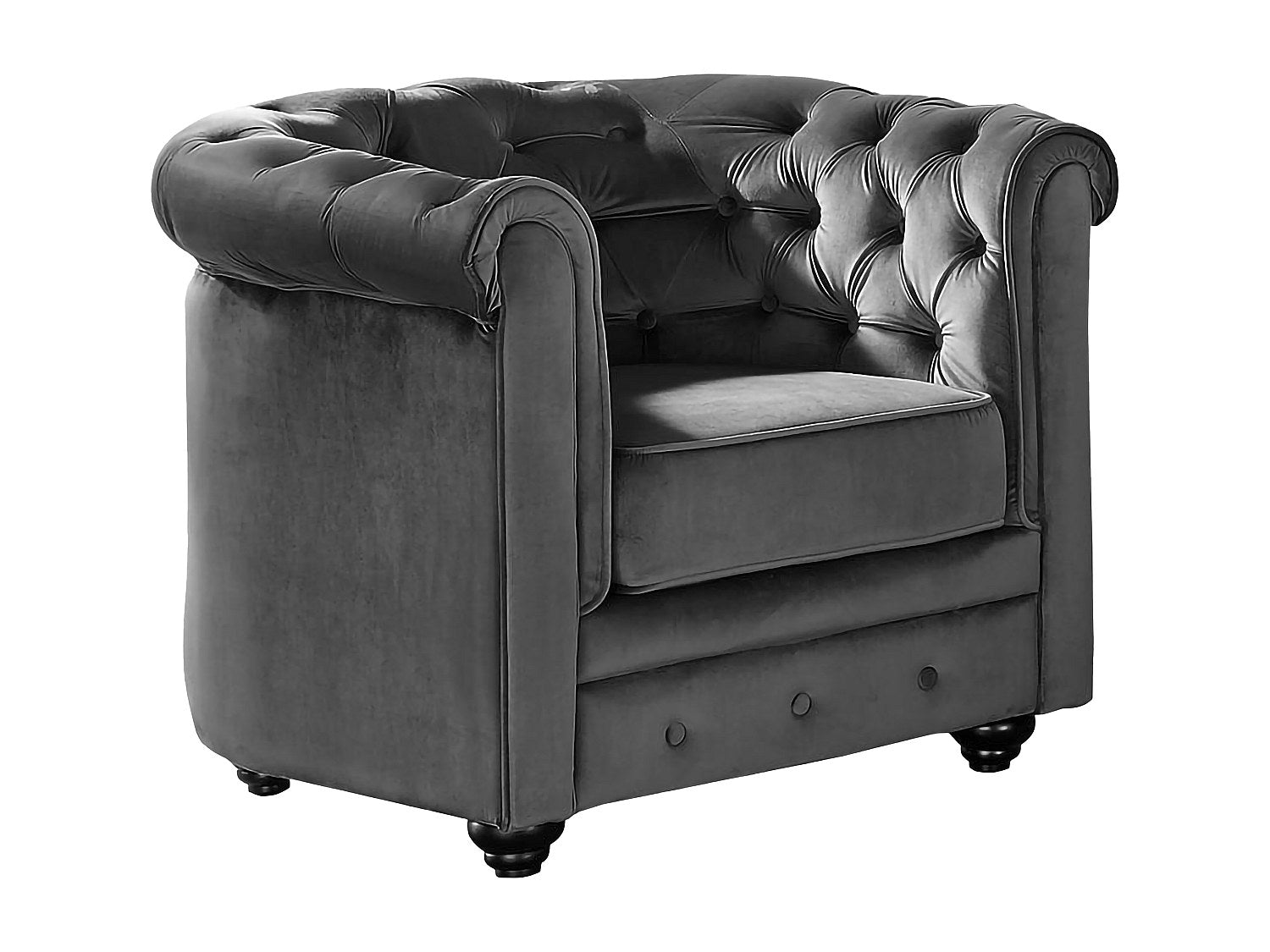 Vue d'ensemble du fauteuil chesterfield EASTON 1 place gris anthracite
