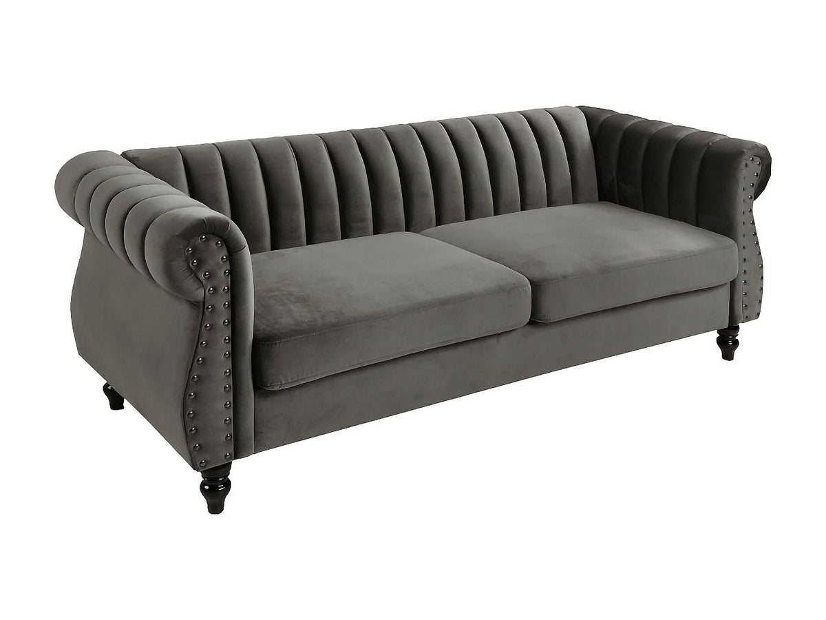 Assise déhoussable du canapé chesterfield TRUMBO en velours strié gris