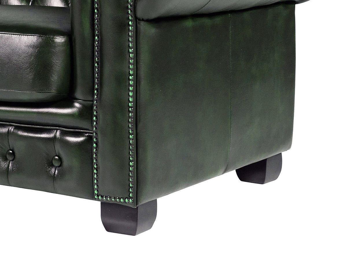 Canapé chesterfield BRENTON vert sapin vu de profil