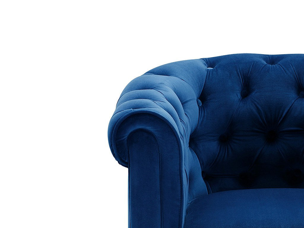 Assise déhoussable du canapé chesterfield CAMDEN en velours bleu roi