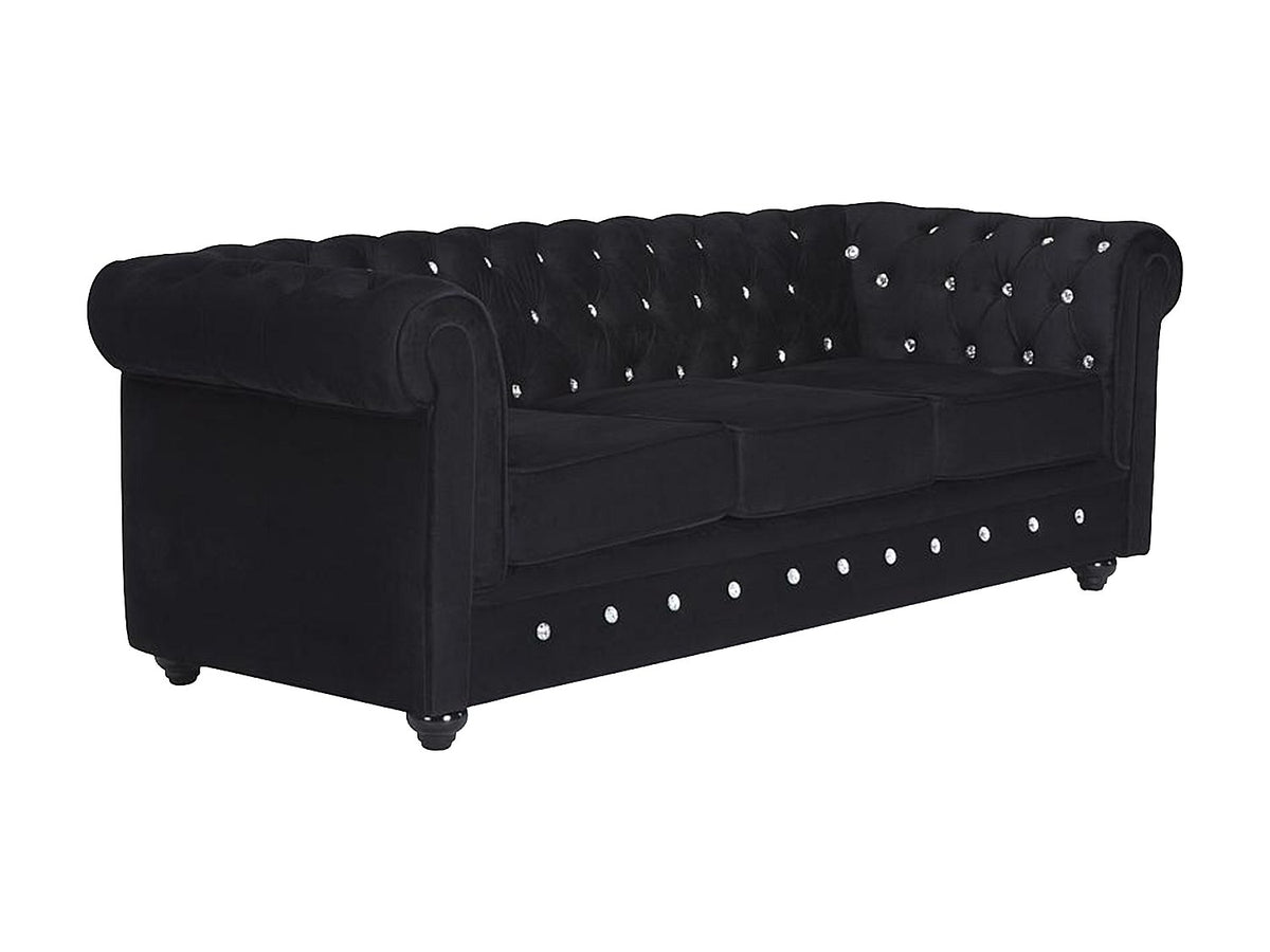 Accoudoirs roulés du canapé chesterfield CRYSTAL en velours noir