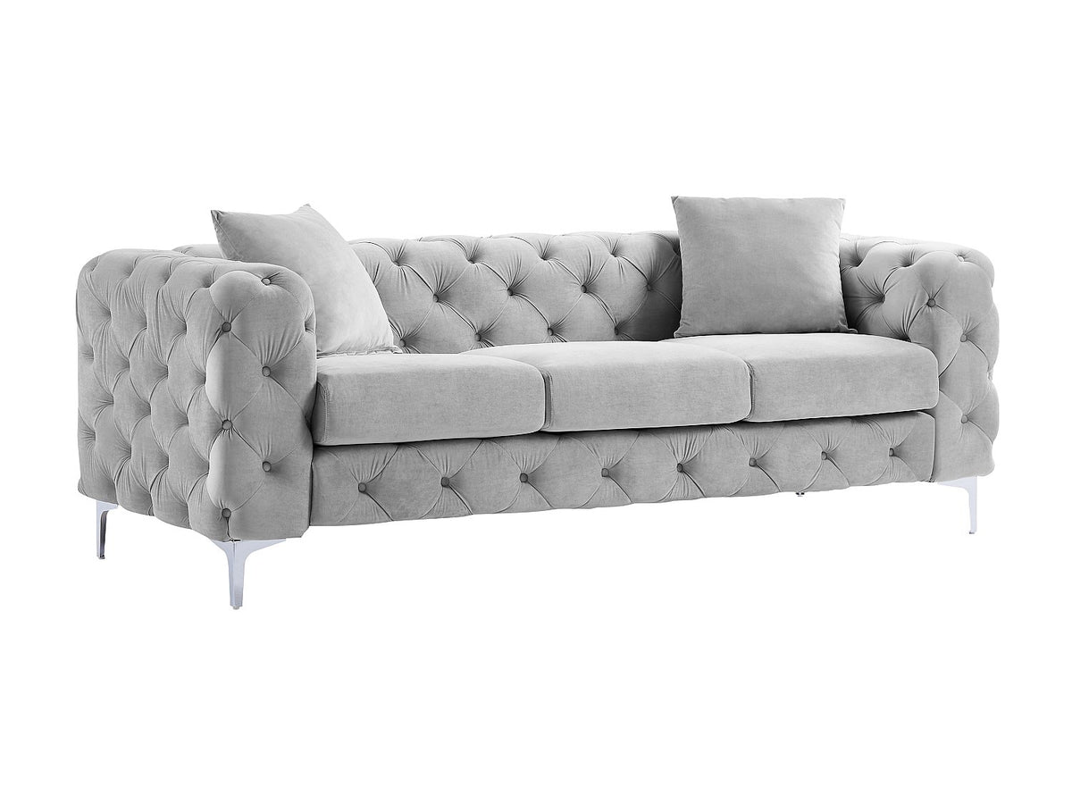 Pieds métal du canapé chesterfield EDWINA gris clair