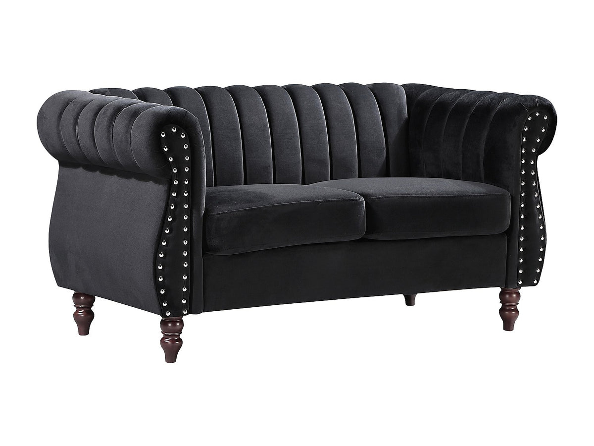 Vue d'ensemble du canapé chesterfield TRUMBO 2 places velours noir