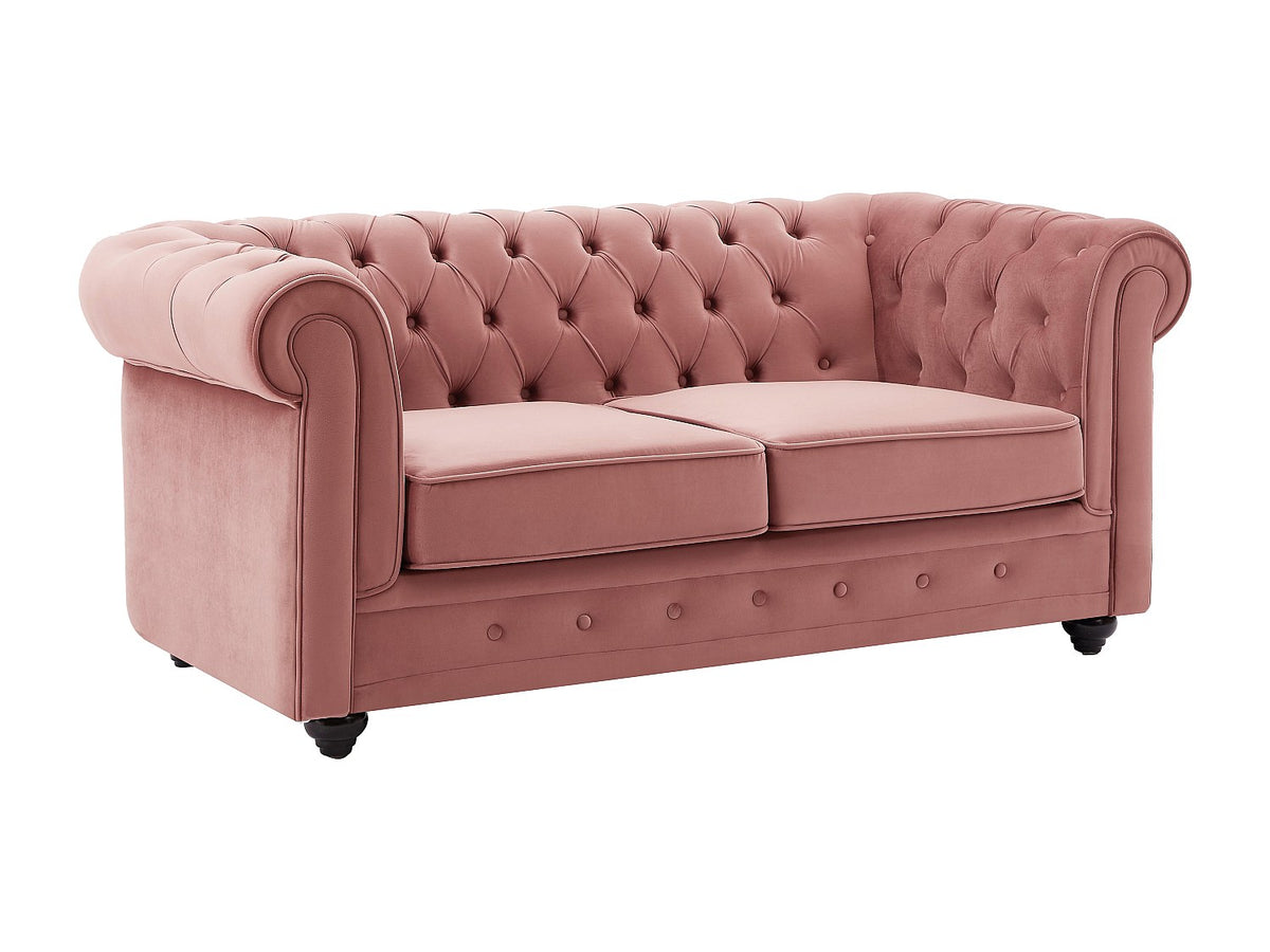 Accoudoirs arrondis du canapé chesterfield GORDON rose poudré