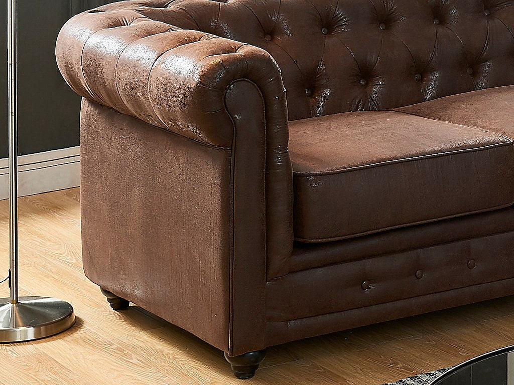 Accoudoirs roulés du canapé d'angle chesterfield CARLTON 5 places marron