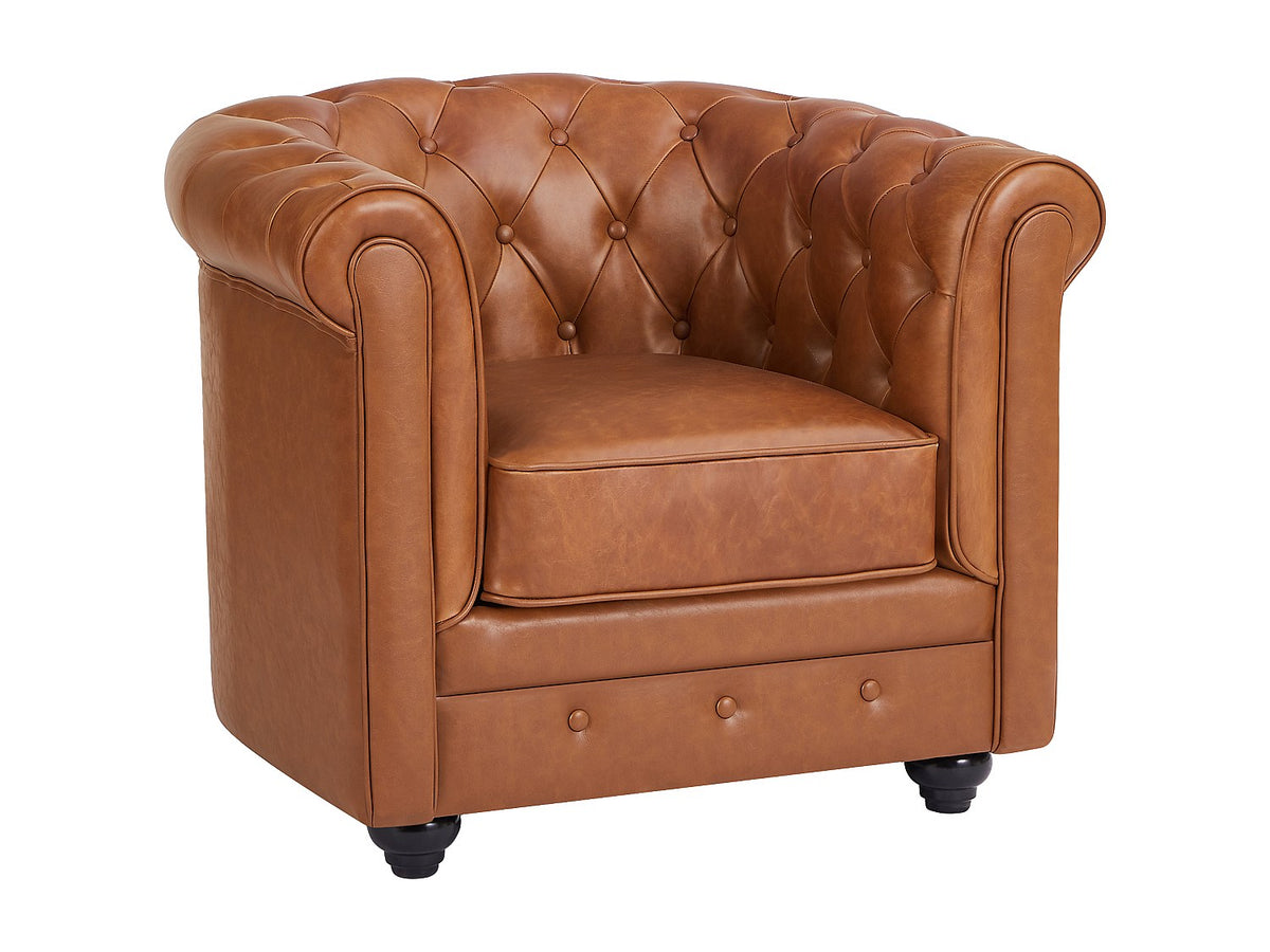 Assise déhoussable du fauteuil chesterfield THAMES camel