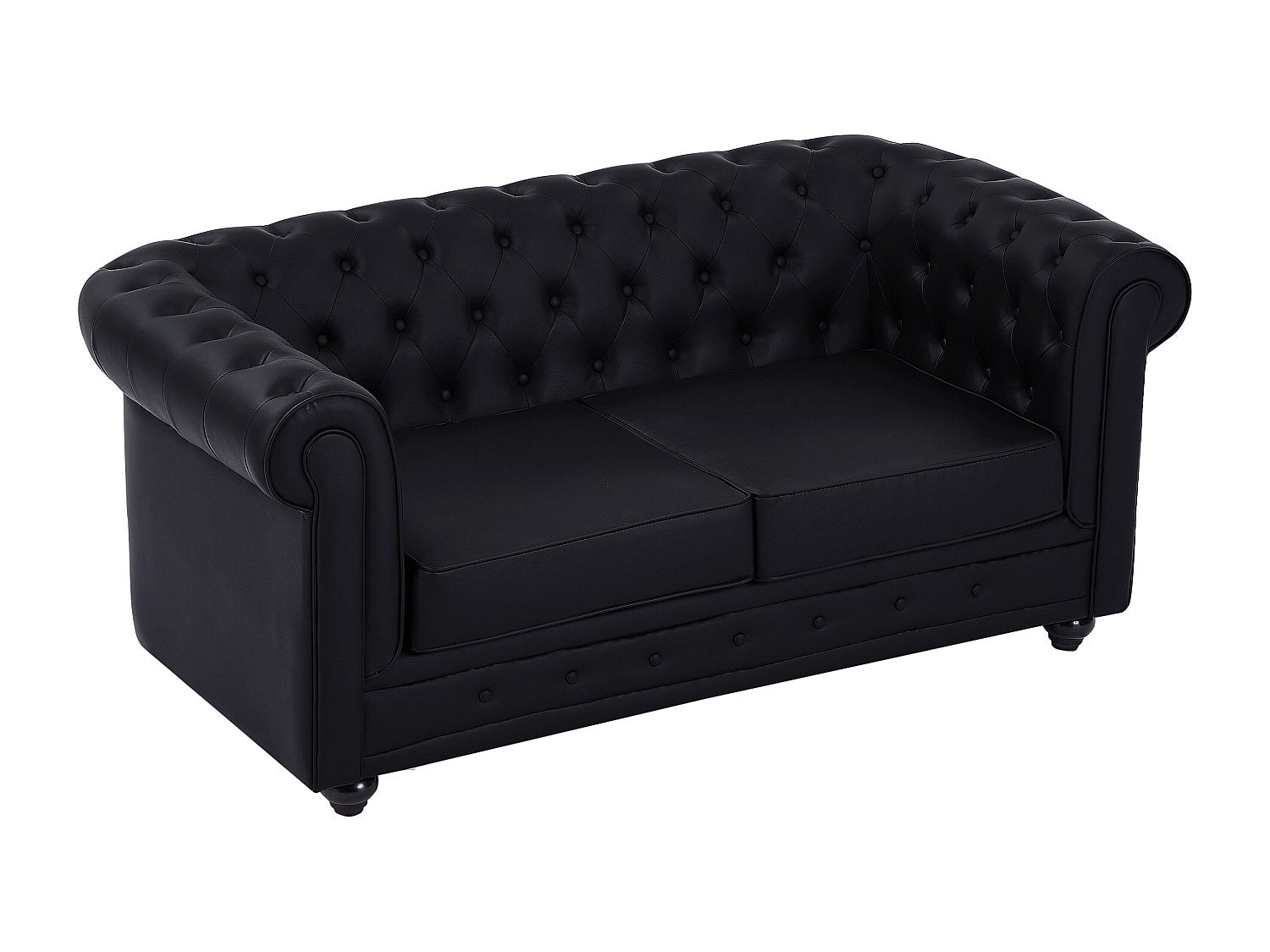 Capitonnage du canapé chesterfield IRVING 2 places simili noir