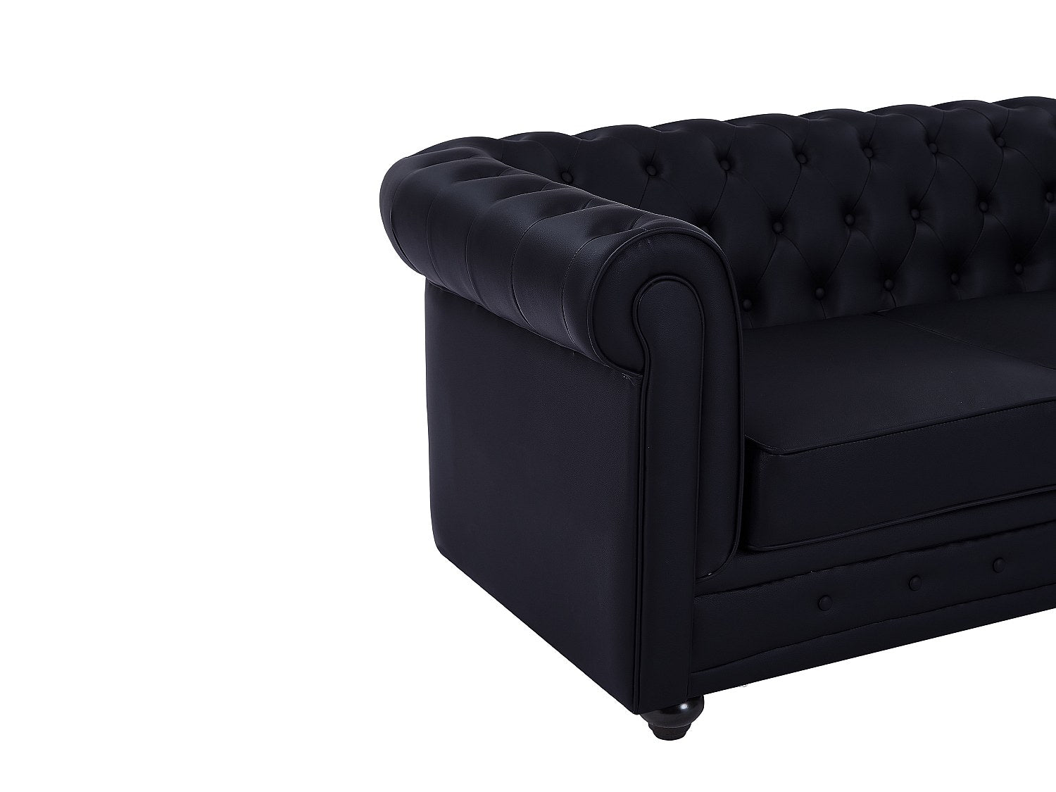 Accoudoirs arrondis du canapé chesterfield IRVING noir