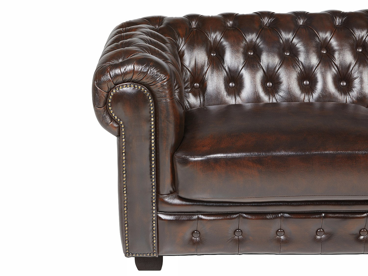 Pieds en bois du canapé chesterfield BRENTON marron chocolat