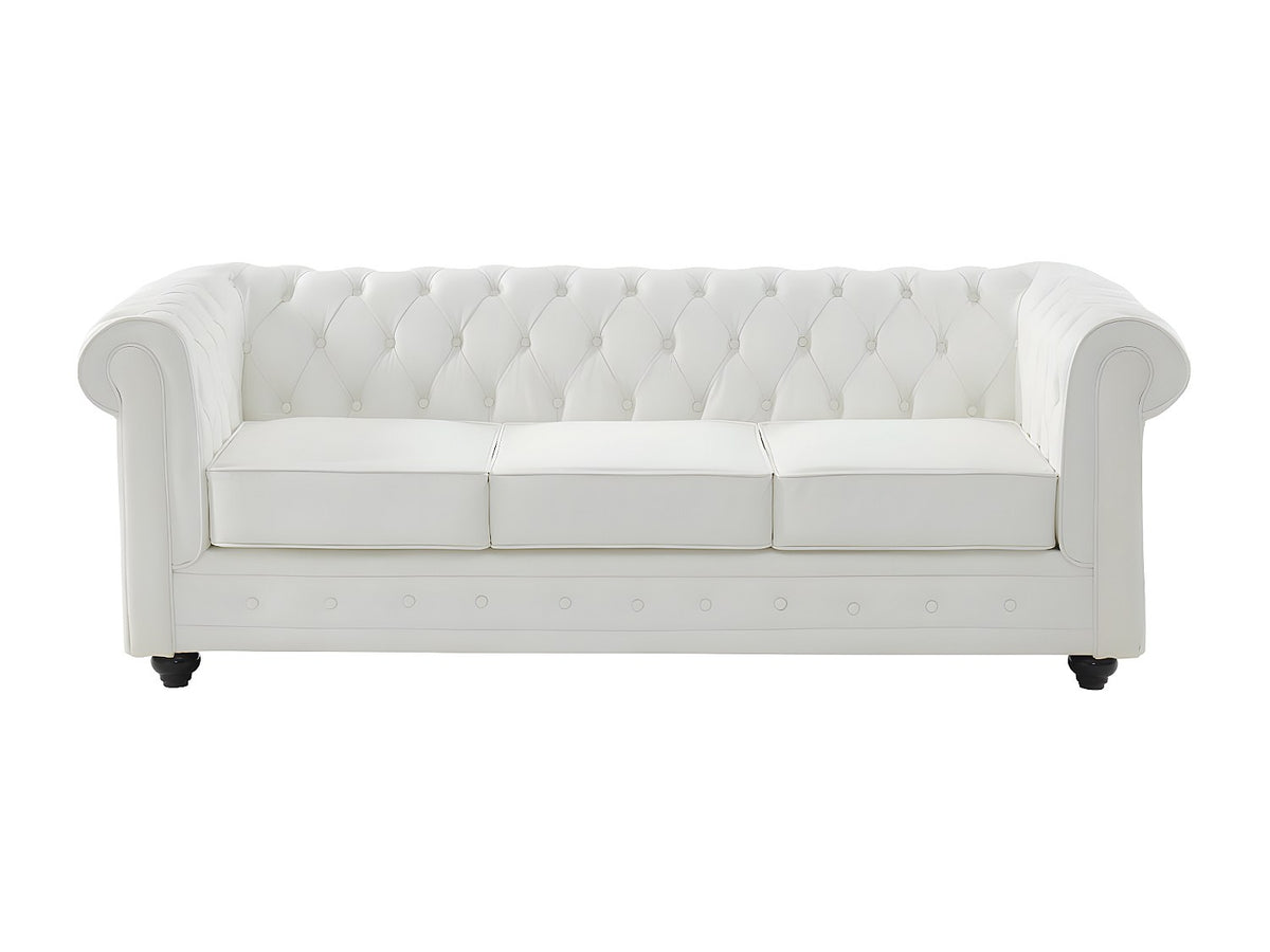 Capitonnage boutonné du canapé chesterfield BEAUMONT cuir blanc