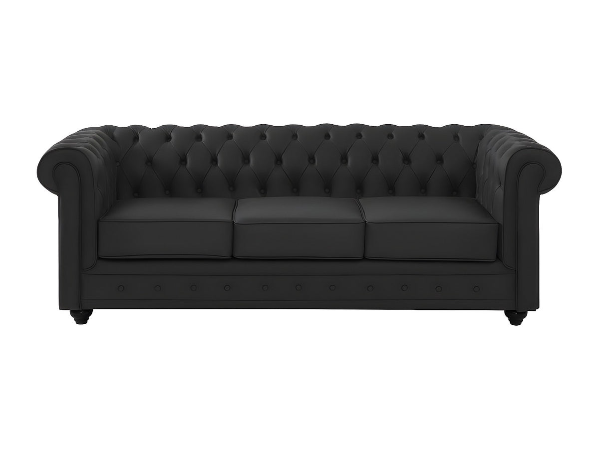 Détail du grain du cuir de buffle du canapé chesterfield BEAUMONT 3 places