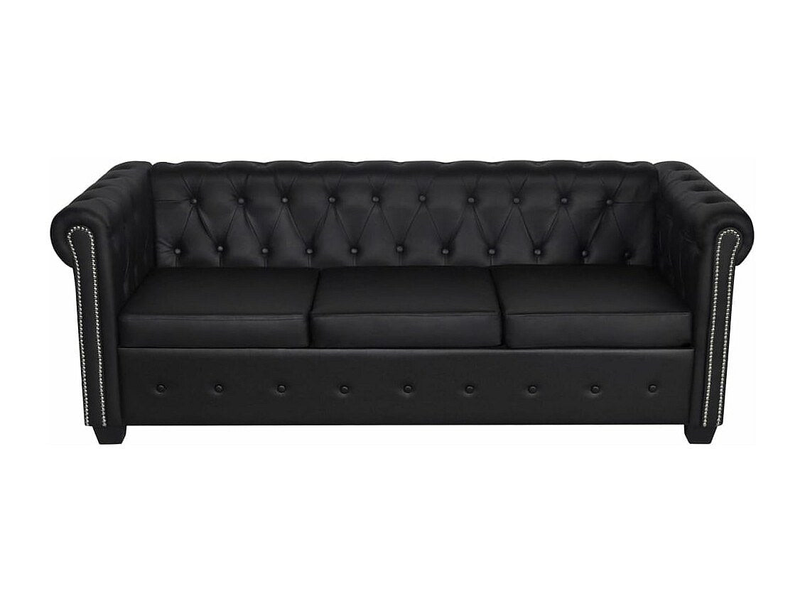 Capitonnage clouté du canapé chesterfield MILTON 3 places noir