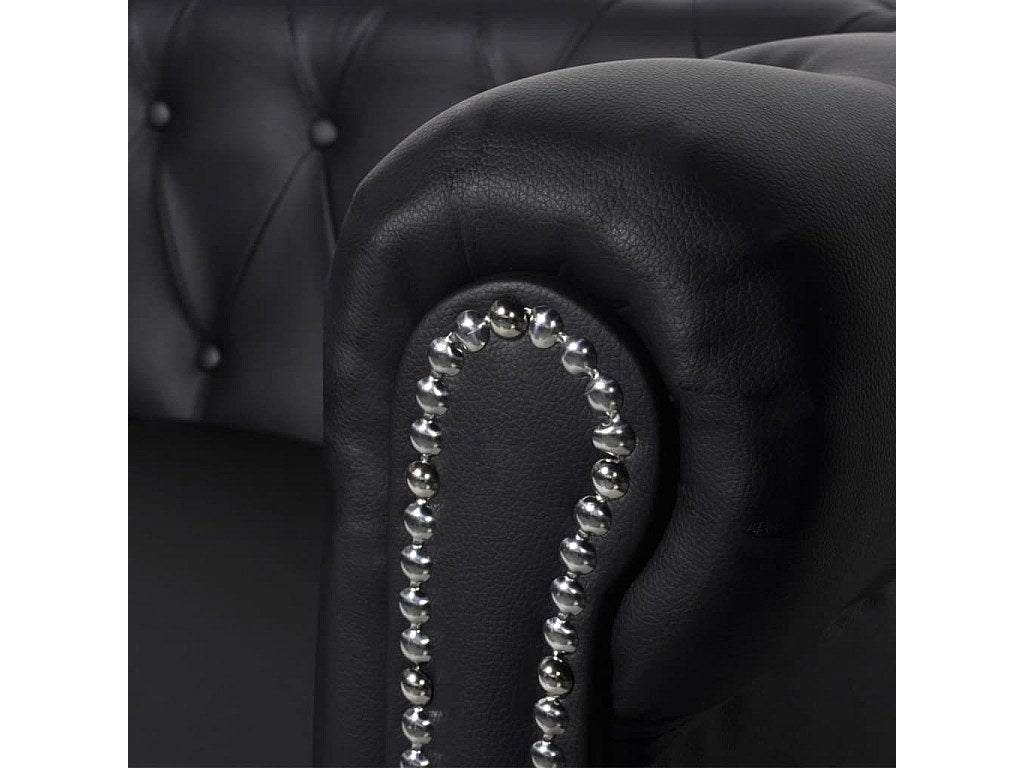 Accoudoirs courbés du canapé chesterfield MILTON en simili noir
