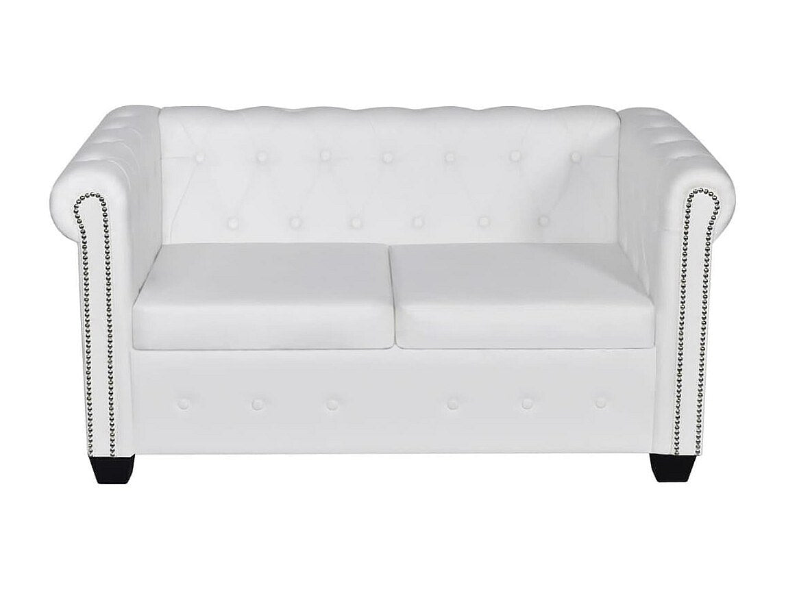 Capitonnage clouté du canapé chesterfield NELSON 2 places blanc