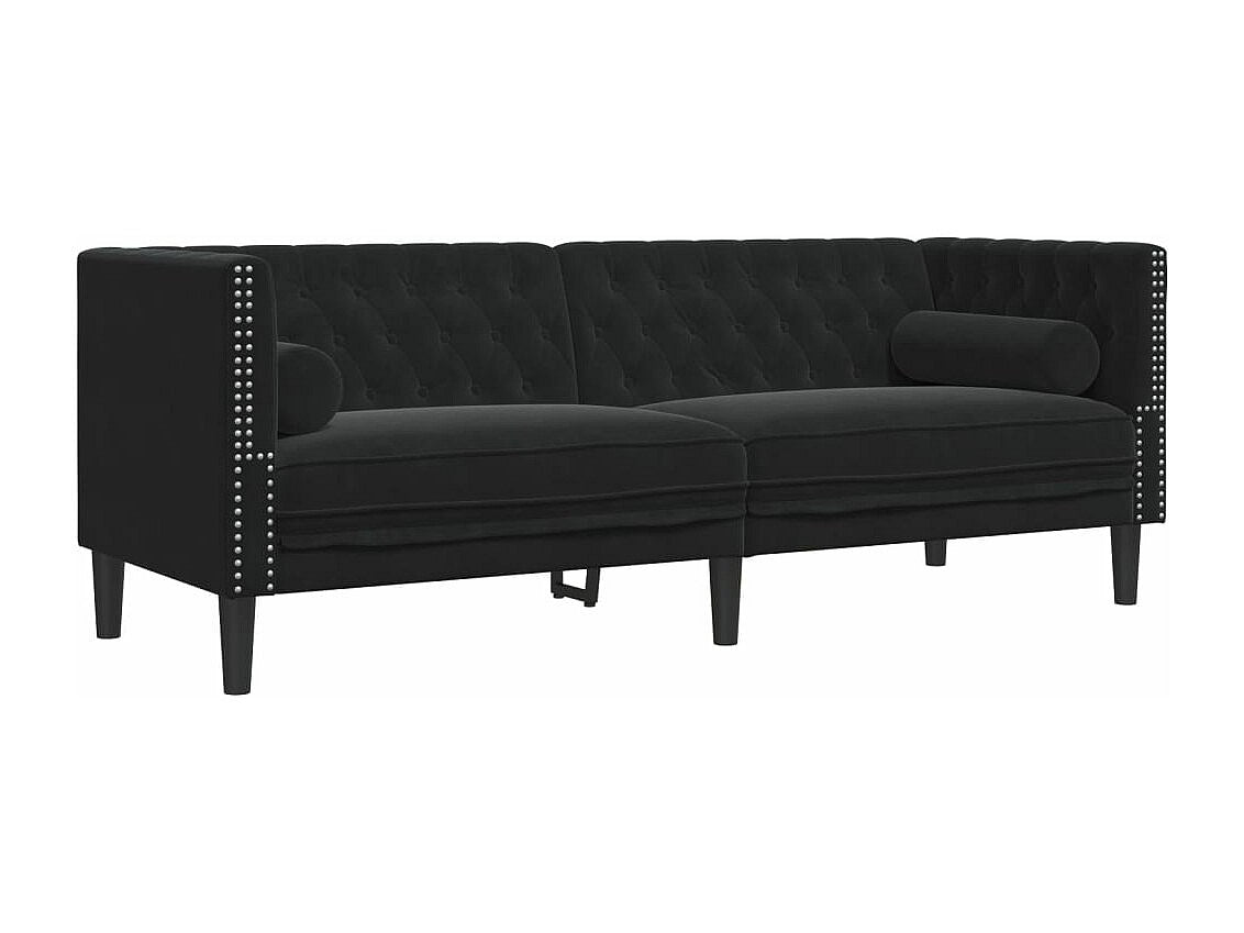 Capitonnage boutonné du canapé chesterfield OSBORNE en velours noir