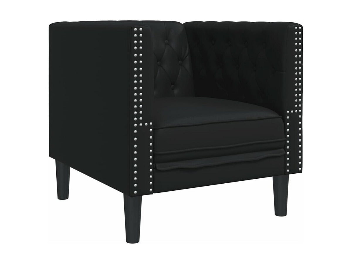 Capitonnage à boutons tuftés du fauteuil chesterfield DARWIN noir