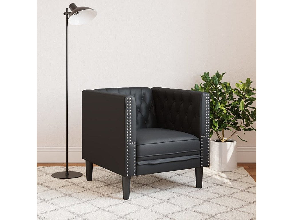 Accoudoirs rembourrés du fauteuil chesterfield DARWIN simili noir