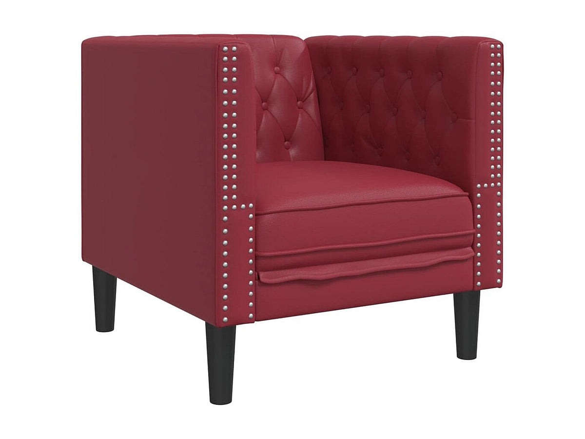 Capitonnage à boutons tuftés du fauteuil chesterfield SOMERTON rouge