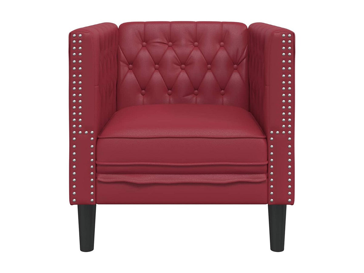 Assise du fauteuil chesterfield SOMERTON en simili cuir rouge