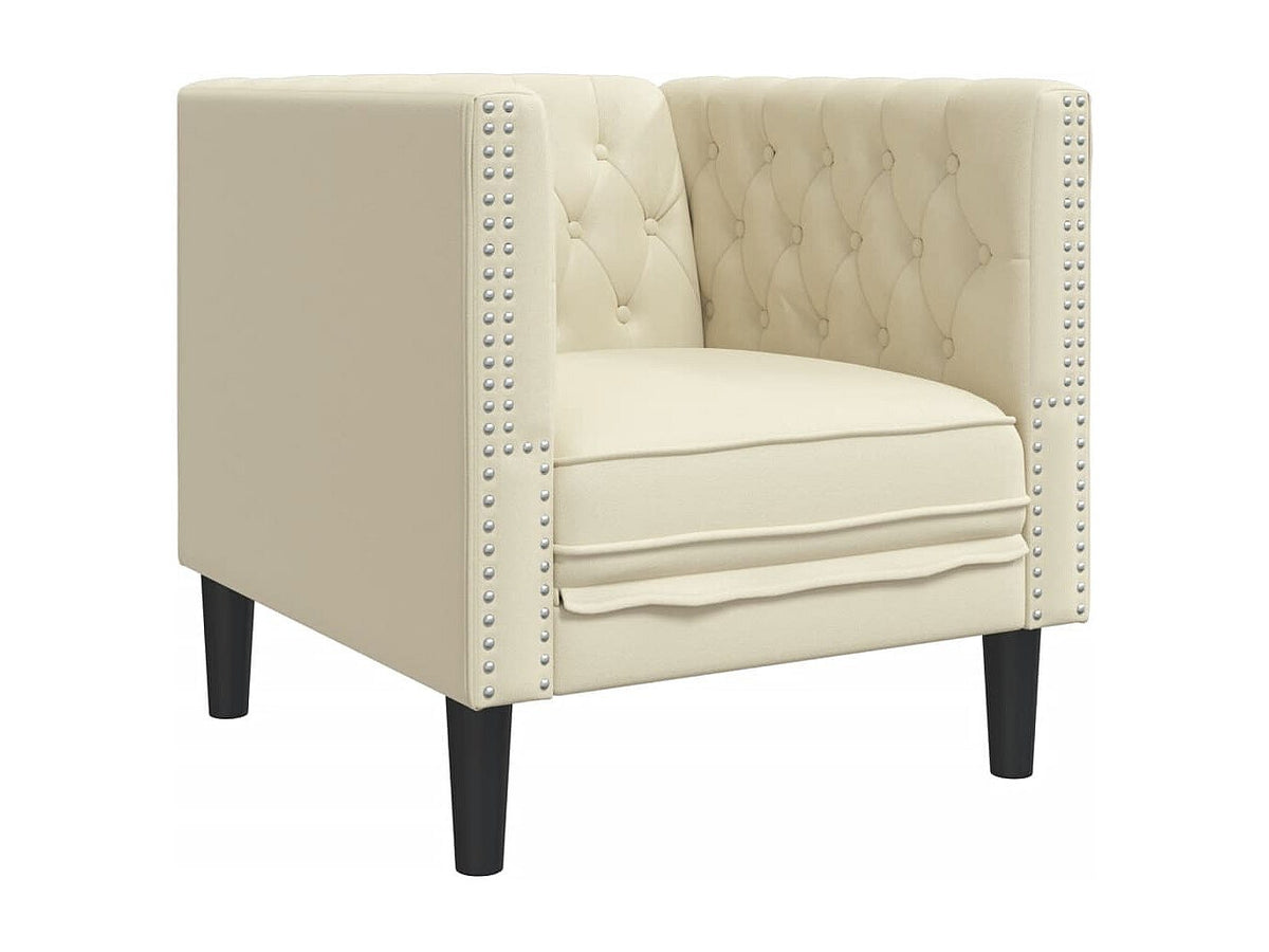 Capitonnage à boutons tuftés du fauteuil chesterfield BALFOUR crème
