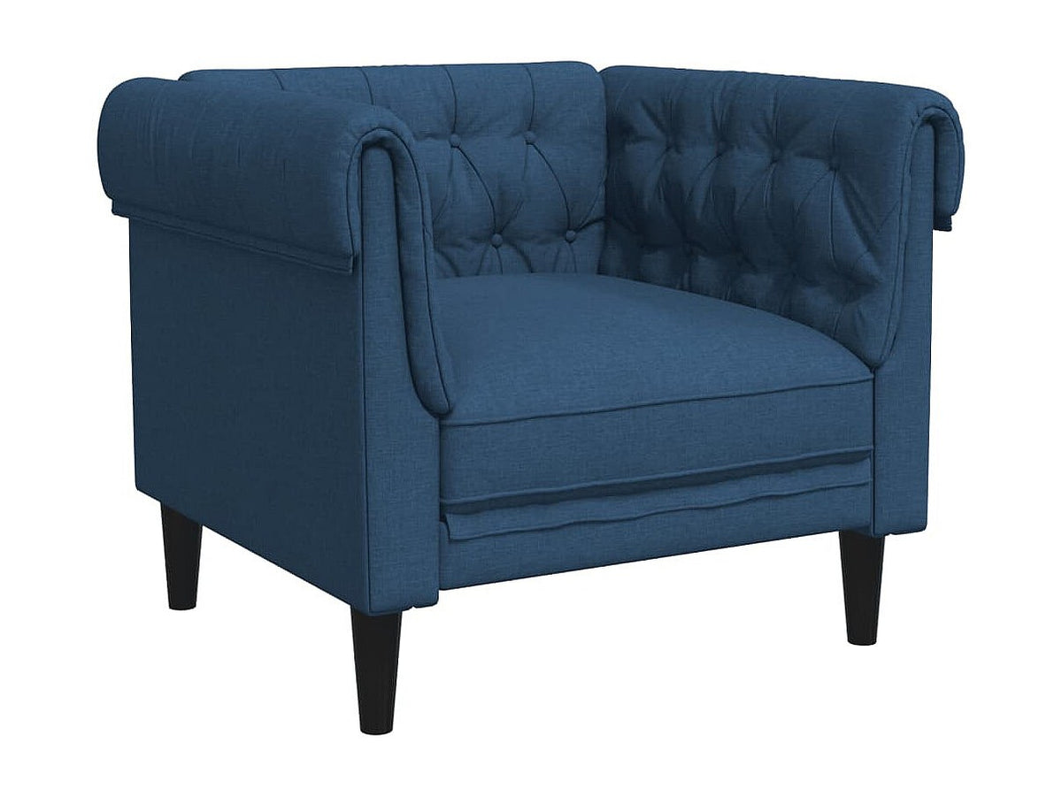 Capitonnage du fauteuil chesterfield MARLOW en tissu bleu