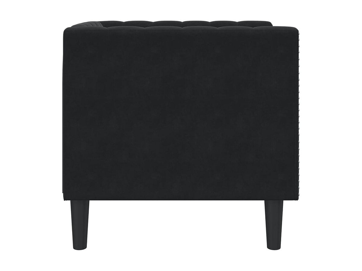 Détail du velours noir du fauteuil chesterfield FAIRFAX