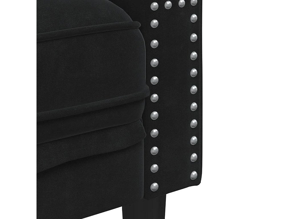 Pieds en bois massif du fauteuil chesterfield FAIRFAX velours noir
