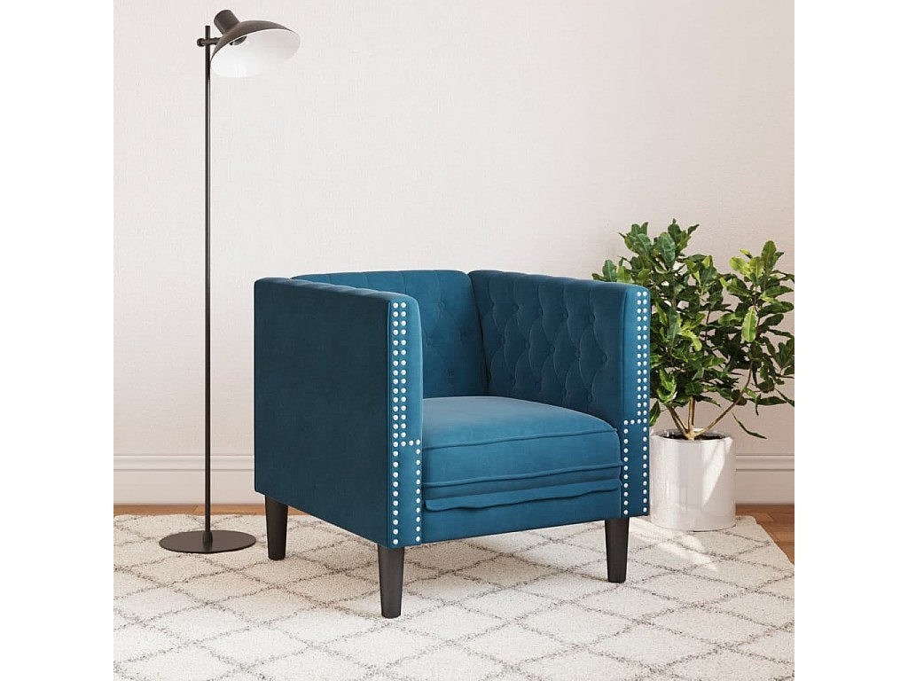 Accoudoirs capitonnés du fauteuil chesterfield DENTON en velours