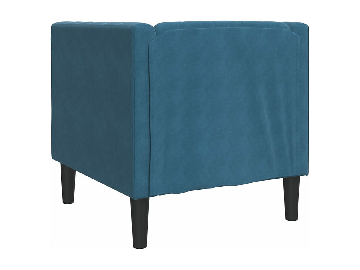 Fauteuil chesterfield DENTON bleu vu de profil
