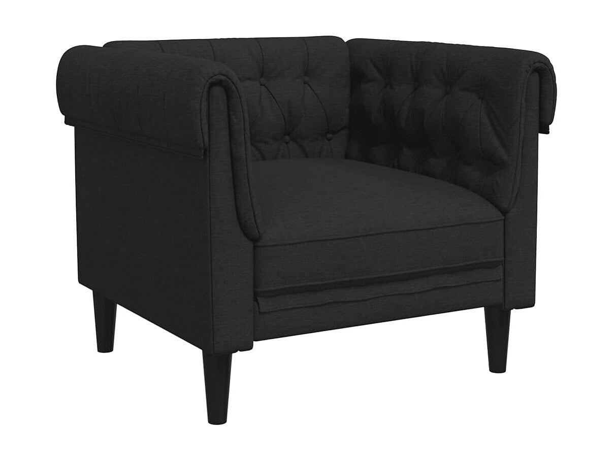 Capitonnage du fauteuil chesterfield GRAFTON en tissu noir