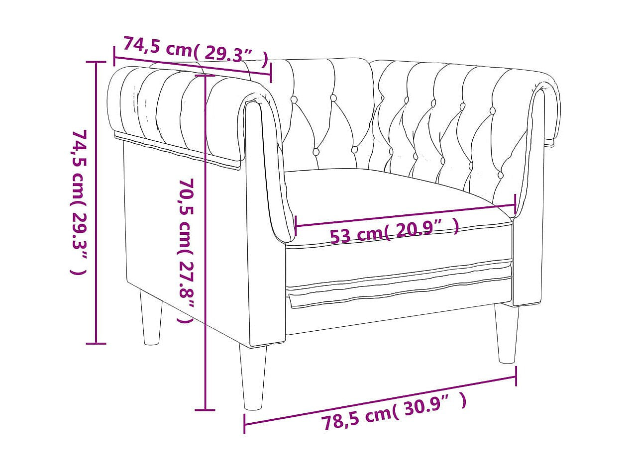 Vue d'ensemble du fauteuil chesterfield GRAFTON 1 place noir